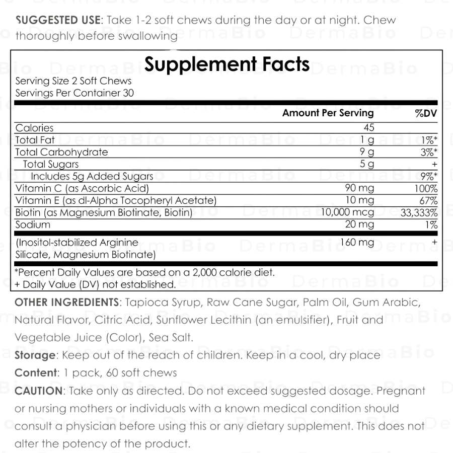 Hair Growth Accelerator (40x Biotin) Fruity Soft Chew